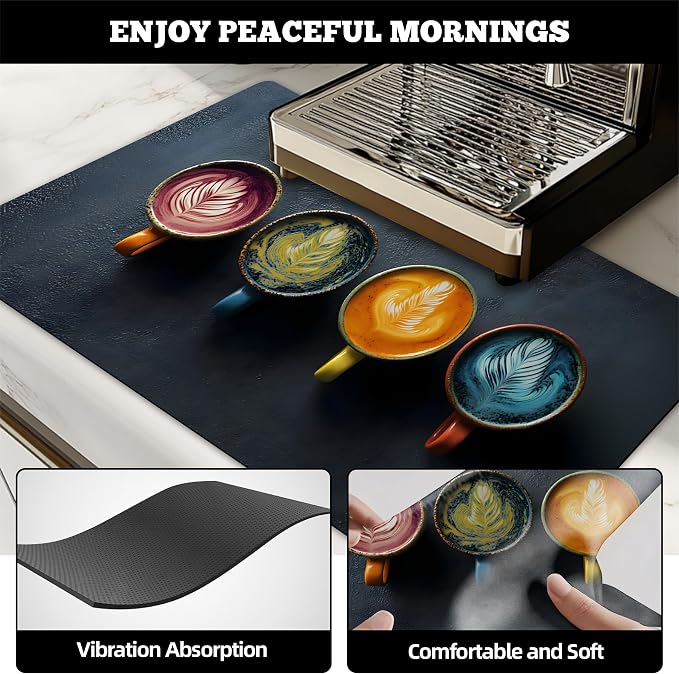 Dish Drying Mat Large Coffee Mat Absorbent Drying Mat for Kitchen Counter Coffee Bar Accessories 32"x 17", Colorful Flavored Coffee