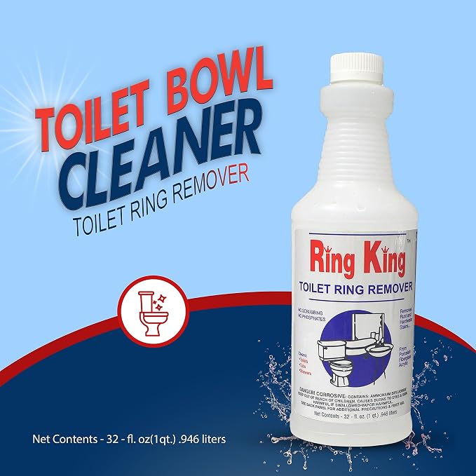 Amazon Brand - Ring King Toilet Bowl Cleaners | Toilet Bowl Cleaner Liquid 32oz Fast Acting Bathroom Cleaner For Calcium, Water, Rust, Red Clay & Lime Stains – No Scrubbing