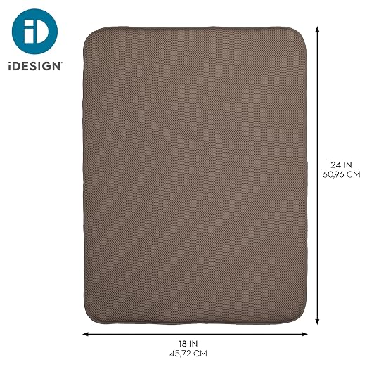 InterDesign iDry Kitchen Mat, 24 x 18 - Extra Large, Mocha/Ivory | For Kitchen Counter, Absorbent, Quick-Drying