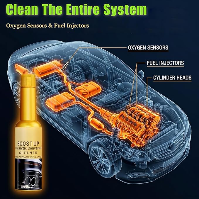 Boost Up Catalytic Convertor Cleaner, Auto Parts Engine, Catalytic Converter Cleaner, Exhaust System Pipe Carbon Removal Cleaner Treatment Additive Oil, fuel injector cleaner Oil Additive(4Pcs*120ml)