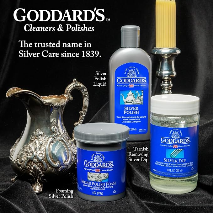Goddard's Silver Cleaner Dip – Silver Jewelry Cleaner Solution for Hard-to-Reach Silverplate, Cutlery & Small Items – Professional Use Tarnish Remover – Silverware Cleaning Supplies (1 Gal)