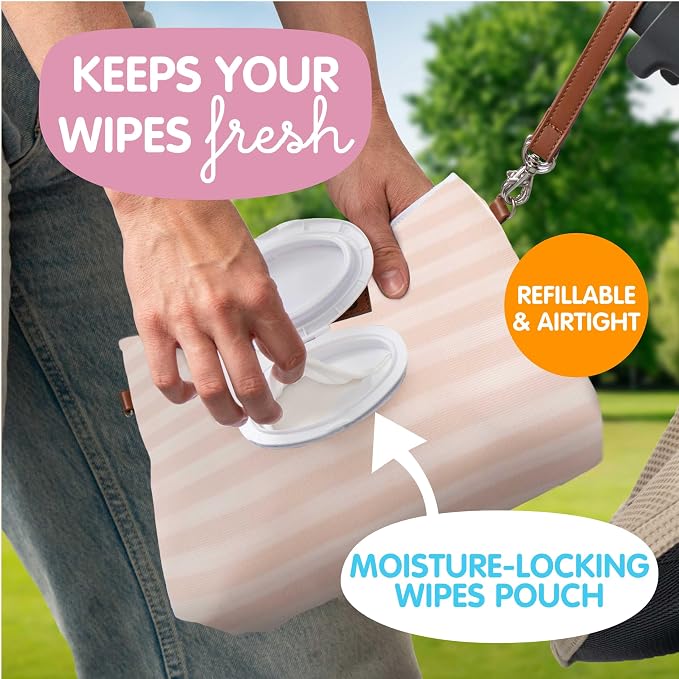 Bumco Diaper Clutch Bag - Portable Wipes Dispenser & Diaper Holder, Airtight Travel Baby Wipes Case, Wipe Dispenser Travel Baby Wipes Dispenser On the Go, Diaper Wristlet