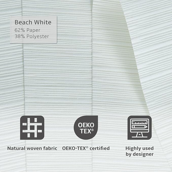 Replacement Fabric Panels for Sliding Glass Door (4-Pack, 23"x96"), Fabric Only, Natural Woven Blind Slats, Trimmable, Sheer, Track & Bottom Rail Not Included,Beach White