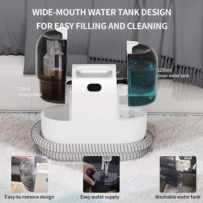 PUREBEAR Portable HandHeld Carpet Cleaner Machine, Spot Cleaner | 18Kpa Suction Power| Shampooer| Dual Tank| Upholstery| Couch, Car Seat, Rug, Mattress| 2 Cleaning Heads| Self Cleaning