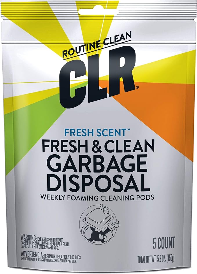 CLR PRO Calcium, Lime and Rust Remover (1 Gallon) Fresh & Clean Garbage Disposal Cleaner (5 Pods)