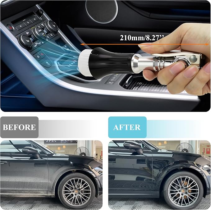 GOCCIDA Mini Tornado Air Blow Gun with Detachable Brush Car Cleaning Kit | Vortex Cleaning Gun Trumpet Head High Pressure Dryer Blow Gun Pneumatic Interior Cleaning Tool with Tornado Airflow