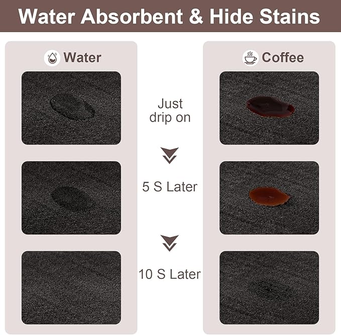 CooRug Absorbent Coffee Mat, Fashion Dish Drying Mat for Kitchen Counter Coffee Bar Accessories Espresso Machine Dish Rack 12" x 20" Black