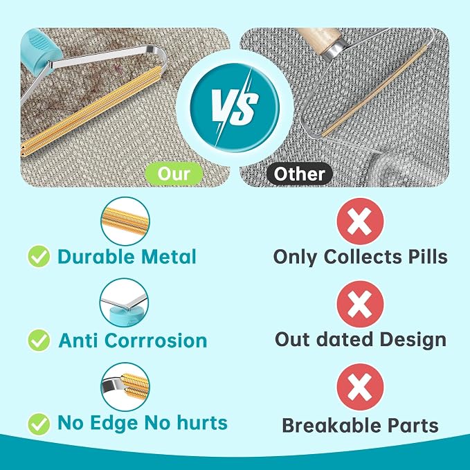 Pet Hair Remover, Dog Cat Carpet Rake, Lint Remover Shaver for Sofas-2pack | Wool Hand Pet Hair Removal Tool, Cleans Carpets Car Cushions Pet Beds Furniture, Works on All Fabric & Rug
