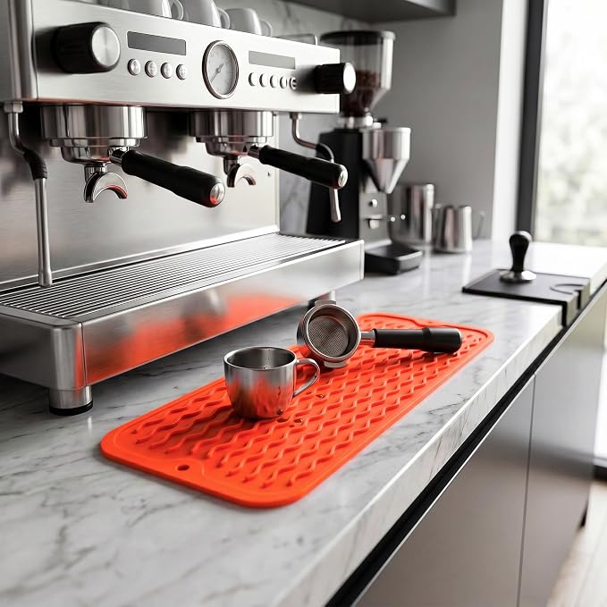 MicoYang Silicone Dish Drying Mat for Multiple Usage,Easy clean,Eco-friendly,Heat-resistant Silicone Mat for Kitchen Counter,Sink,Bar,Bottle,or Cup Orange M 17 inches x 6 inches