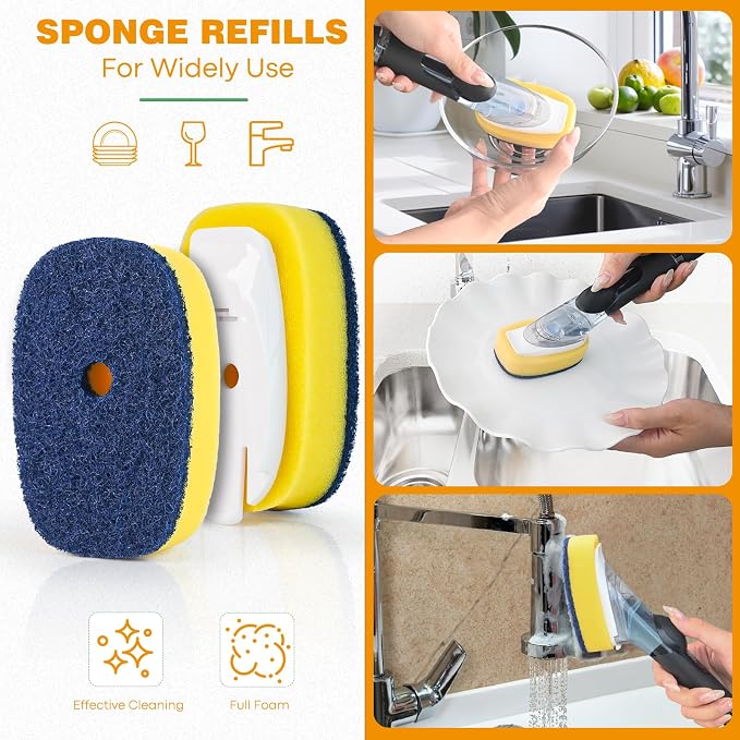 Sponge Brush Refills for OXO Soap Dispensing Dish Brush - 6 Pack Dish Cleaning Soap Dispensing Head Replacement for Scrubber