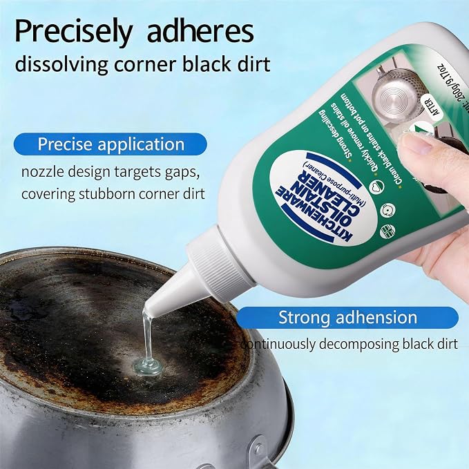 Kitchenware Oil Stain Cleaner, Multi-purpose Kitchen Cleaner, Pot Bottom Black Stain Cleaner, Pan Bottom Cleaning Paste,Powerful Kitchenware Cleaner, Oil Stain Remover (260, Grams)