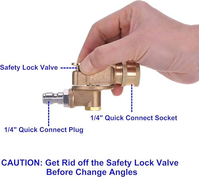 PWACCS 240° Swivel Coupler & 7 Nozzle Set for Pressure Washer, 4500 PSI | 1/4" Quick-connect Brass Fitting, For Gutters, Cars and Patios, Includes Nozzle Holder, Power Washer Pivoting Coupler Kit