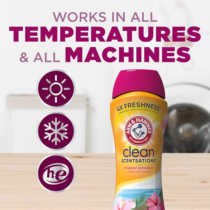 Arm & hammer In-Wash Scent Booster, Tropical Paradise, 24 oz | In-Wash Laundry Fragrance, Tropical Paradise Scent, Lasting Freshness for Clothes and Towels, Laundry Additive