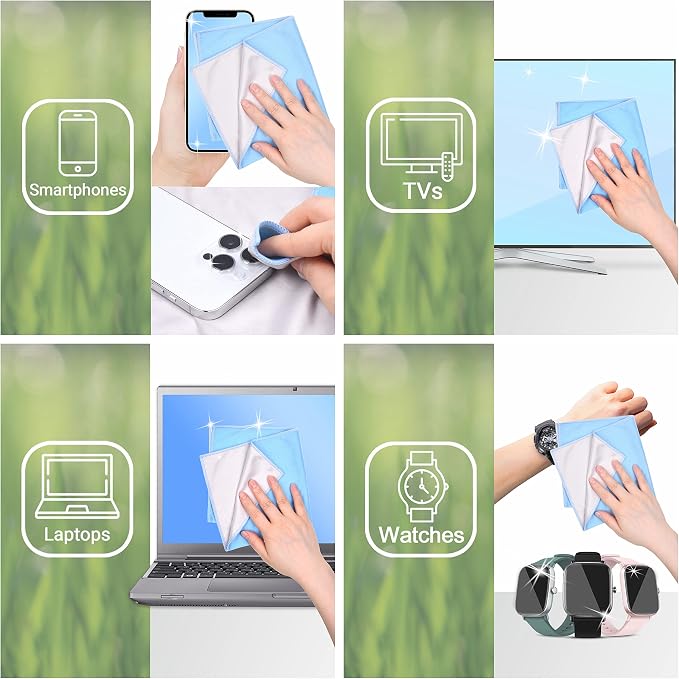 Eco-Fused Oversized Microfiber Cleaning Cloths XL - 5 Pack - 12 x 12 - Double-Sided - Microfiber & Suede for Smartphones, LCD TV, Tablets, Laptop, Camera Lenses & Other Surfaces