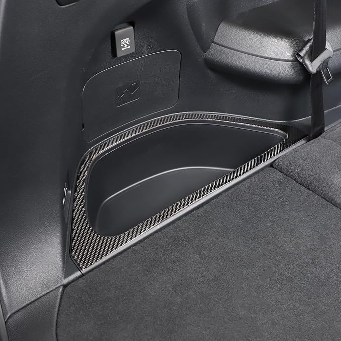 Rear Trunk Storage Box Slot Trim Cover for Honda Pilot 2016-2022/Passport 2019-2023, Rear Trunk Side Storage Organizer Bins Trim Frame Sticker, Carbon Fiber (Trunk Side Storage Slot Frame)