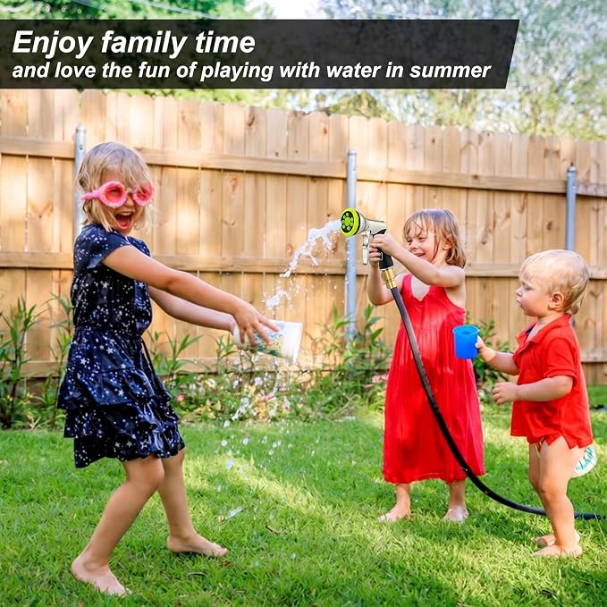 Garden Hose Nozzles,9 Spray Patterns Heavy Duty Metal Hose Sprayer Nozzle | Hose Nozzle Spray High Pressure Slip Resistant Water Sprayer for Plants & Lawns Watering,Car Washing and Pet Showering Green