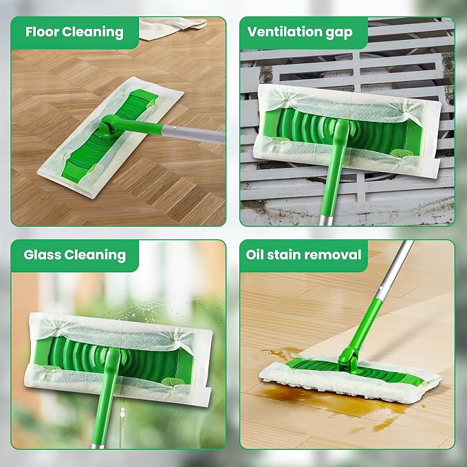 Pure Realm 60 Count Swiffer Dry Cloths Compatible with Swiffer Sweeper Mop | Deluxe 2-in-1 Floor Mopping and Limited Edition Pink Wicked, Cleaning Dust and Hair, for Swiffer Dry Sweeping Cloths