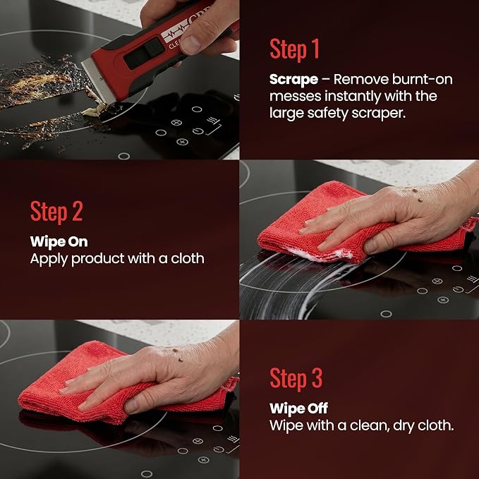 Stovetop CPR 2-in-1 Glass Stovetop Cleaner and Glass Polish(18oz) + Scrapper Blade-Ceramic Top Stove Cleaner, Oven Top, Cooktop, Electric Stove Ceramic