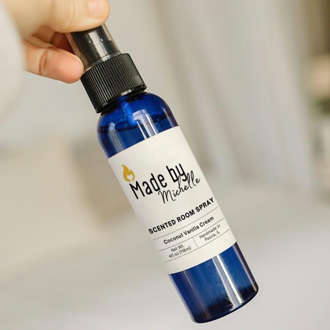 Scented Room Spray (Coconut Vanilla Cream) - Air Freshener - Linen Spray - Fabric Refresher - Odor Eliminator - Non-Toxic Scent - Alcohol Free - Made in USA (4 Oz)