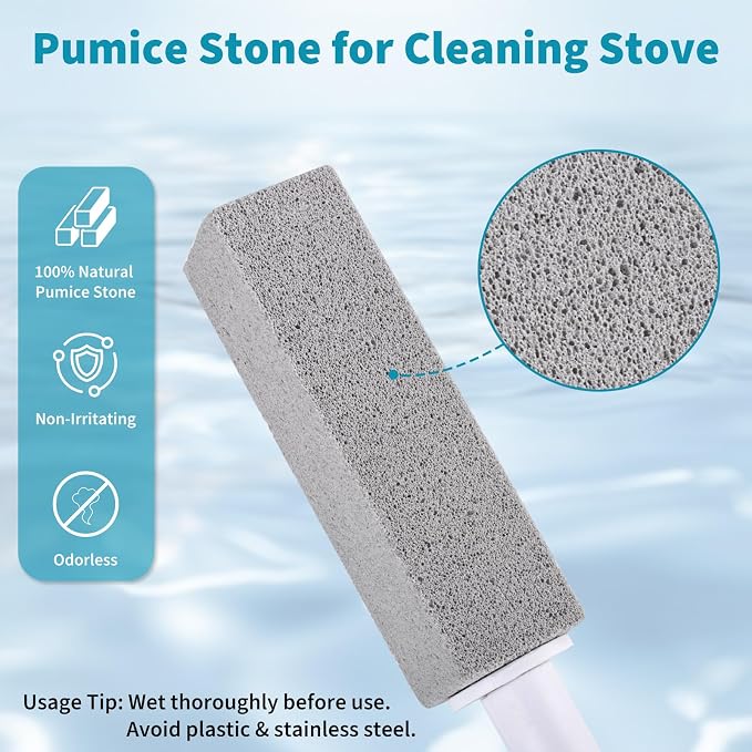 Pumice Cleaning Stone for Stove, Pumice Stone for Cleaning Oven with Oven Cleaner Brush, 3 Packs Pumice Stone for Grill, Stove Grates, Stone Top Cleaner Pumice Stones for Kitchen