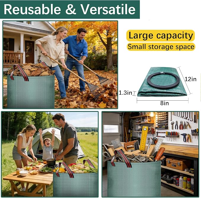 53 Gallon leaf bags yard waste bags lawn bags,It can be used to Cleaning fallen leaves, weeds, and yard trash, store outdoor toys and camping supplies, or for moving