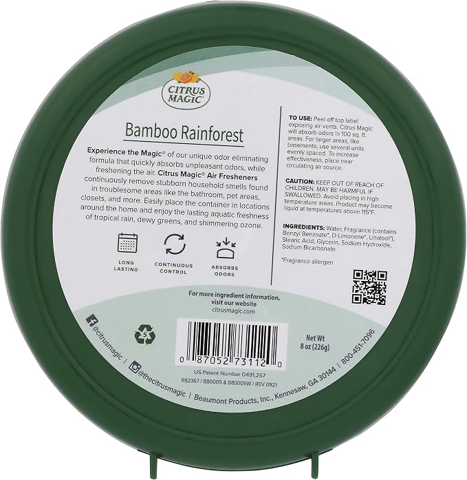 Citrus Magic Solid Air Freshener, Bamboo Rainforest, 8 Ounce (Pack of 12)