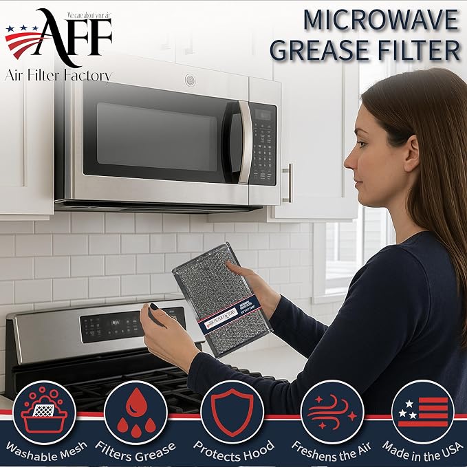Air Filter Factory Microwave Filter 258 Replacement For Whirlpool Microwave Oven Mesh Screen Grease FIlters 5″ x 7-5/8″ x 1/8″ 2-Pack