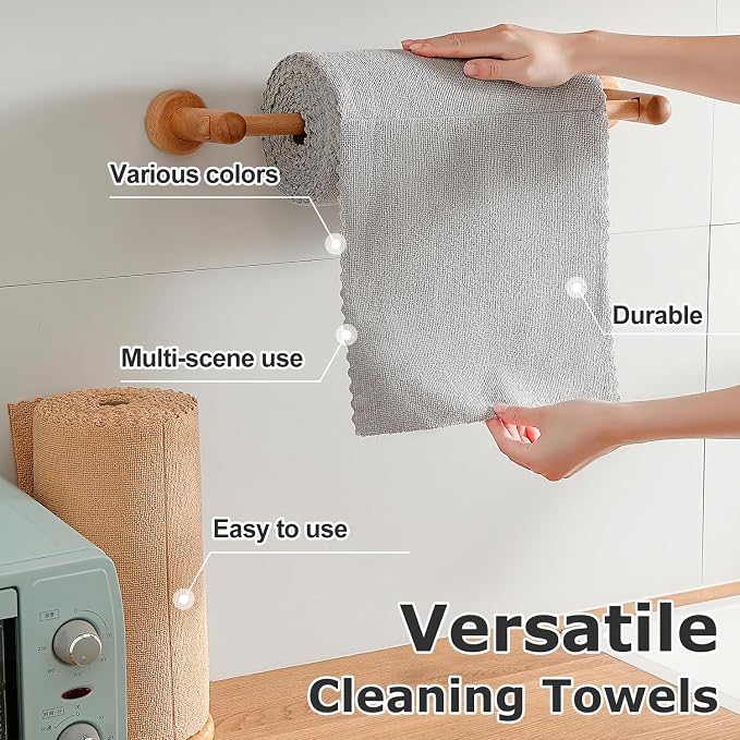 Jessy Home 80 Pack Reusable Paper Towels Grey Microfiber Cleaning Cloth Roll 12"x12" Microfiber Towels for Kitchen, Tear Away Cloth, Lint Free Rags for House,Car,Window,Cleaning Supplies