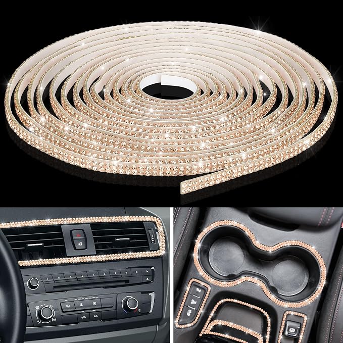 Kingdder 16.4 ft Bling Car Trim Self Adhesive Bling Car Accessories for Women Rhinestone Strip Glitter Diamond Sticker DIY Line Molding Dashboard Decal Shiny Auto Stuff for Interior Exterior Decor