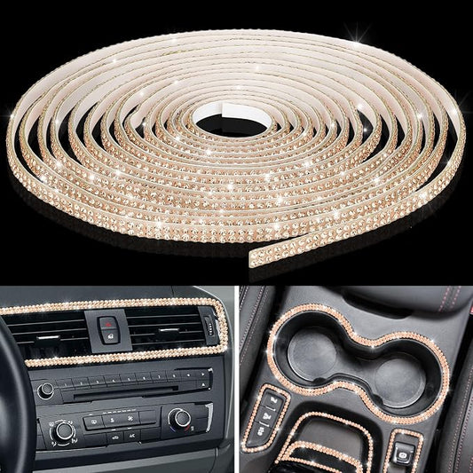 Kingdder 16.4 ft Bling Car Trim Self Adhesive Bling Car Accessories for Women Rhinestone Strip Glitter Diamond Sticker DIY Line Molding Dashboard Decal Shiny Auto Stuff for Interior Exterior Decor