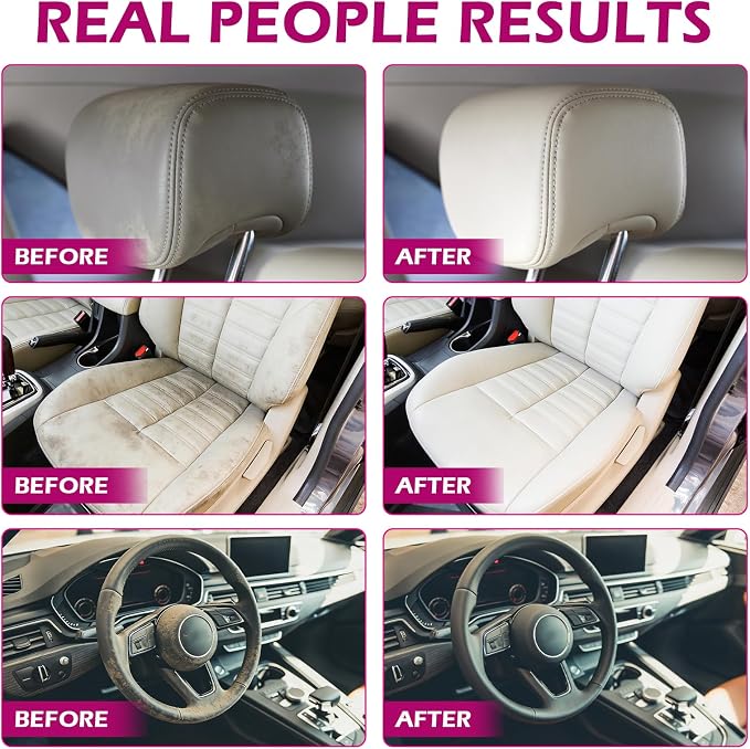 Car Interior Cleaner –Polishing Cleaner-Multi-Surface Auto Detailing for Leather, Glass, Dashboards & More – Dual-Mode Foam & Mist Spray (17oz) with Cleaning Towel
