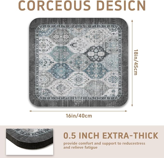 Dish Drying Mat, Vintage Rustic Boho Kitchen Dishes Absorbent Pad, 16x18in | Eco-friendly diatomite with non-slip rubber backing. Super absorbent mat for kitchen counters, coffee bars & sinks