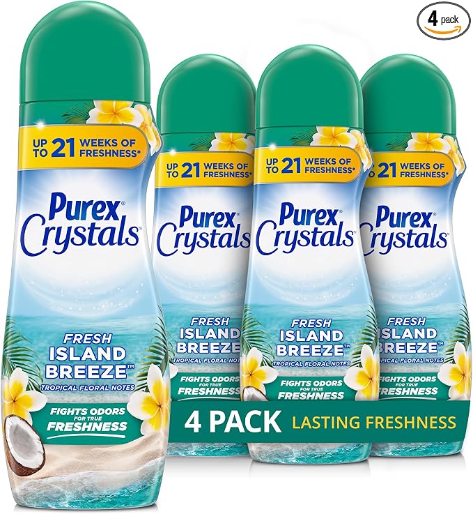 Purex Crystals in-wash Fragrance and Scent Booster, Tahitian Breeze, 21 Ounce (Pack of 4)