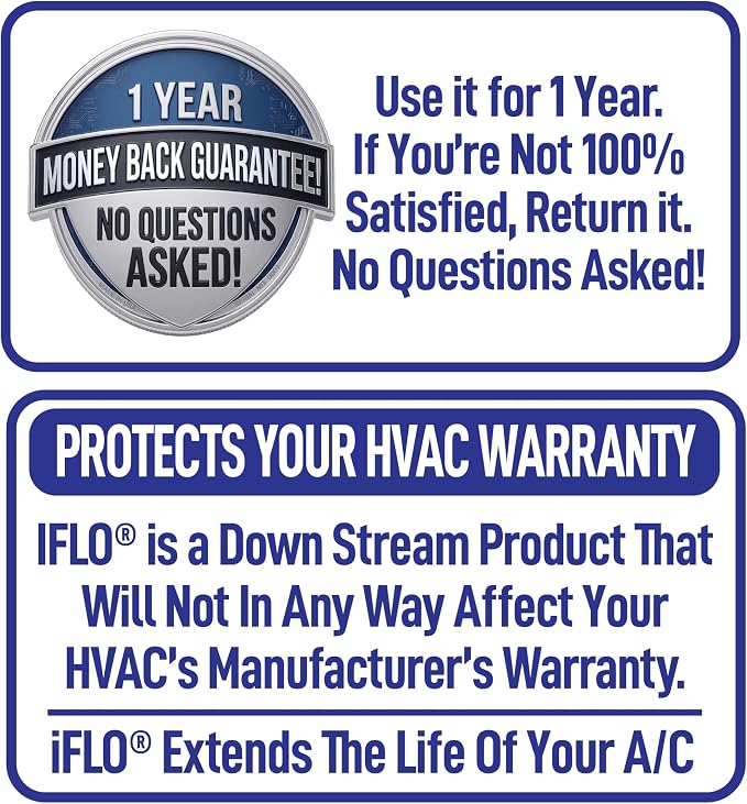 iFLO® Smart A/C Drain Line and Drain Pan Cleaner for HVAC System, Clog-Free, Easy Installation & App-Controlled Air Conditioner Maintenance, Includes 36oz Cleaner Cartridge Concentrate, 6 Month Supply