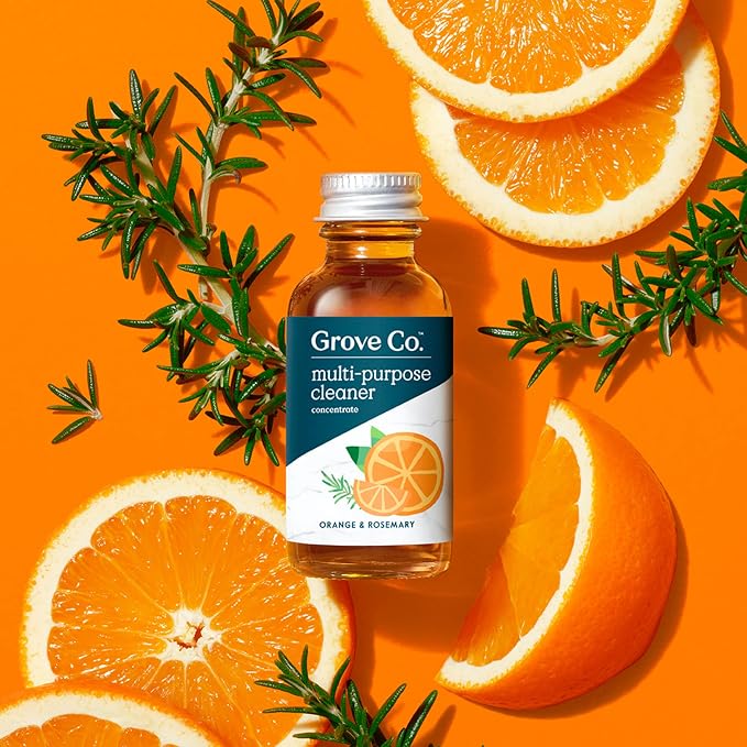 Grove Co. Multi-Purpose Cleaner Refills, 6 x 1fl oz, Orange & Rosemary | 6 refills; Plant-based; No plastic waste; Ammonia & chlorine free; No Harsh Chemicals