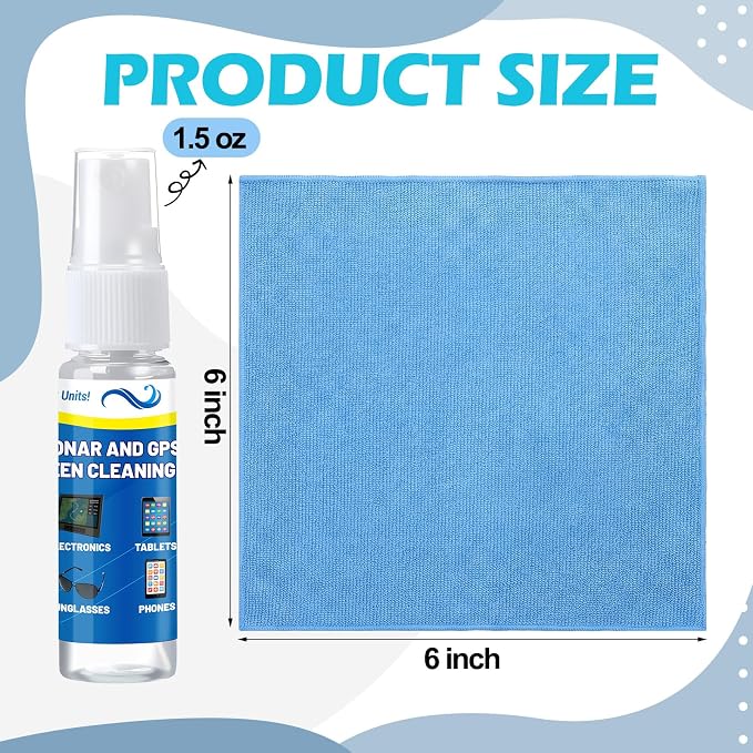 3 Sets Sonar GPS Screen Cleaner Kit Ammonia Free LCD Screen Cleaner with Microfiber Cloth for Electronics Sunglasses Touchscreens Resolution Displays Cleaning Kit 1.5 oz