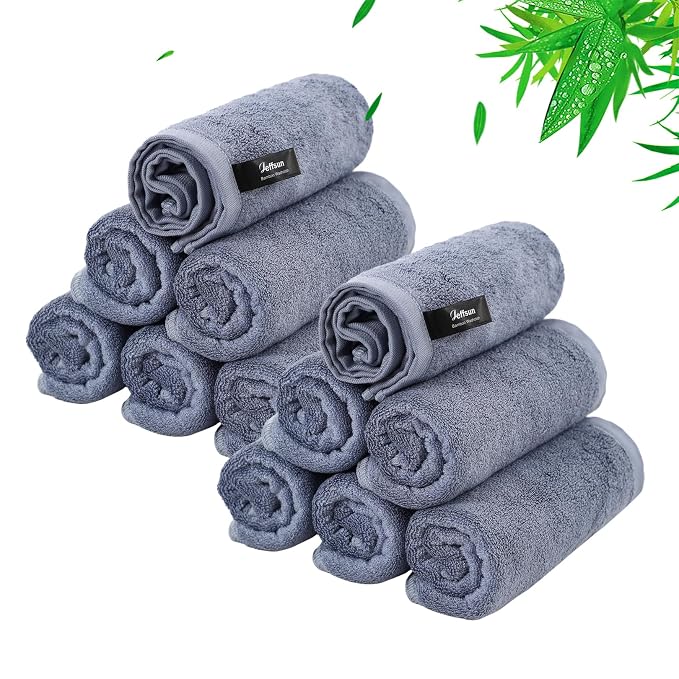 Face Wash Cloths 12 Pack,Reusable Makeup Remover Towel,10''x10'',Slate Blue | 100% Viscose,Gently Washing Face for Sensitive Skin,Breathable,Easy Rinsed,Quick Dry,Facial Cleansing,Daily Skincare Routine