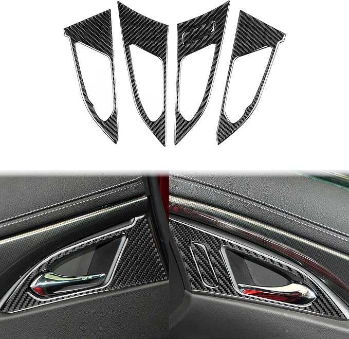 Real Carbon Fiber Trim for Cadillac CTS Accessories | for 2008 2009 2010 2011 2012 2013 Door Handle Decoration Panel Sticker Interior Thick Overlay Decal