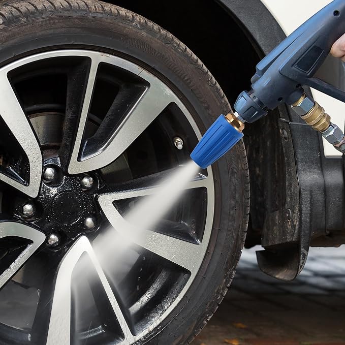 Turbo Nozzle Pressure Washer 4000 PSI Max Blue Rotating Turbo Nozzle | Power washer nozzle with 1/4 inch quick connect for cleaning brick, concrete, vinyl surfaces, driveways, patios and sidewalks