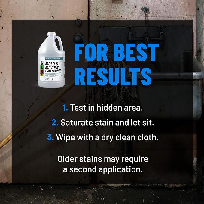 CLR PRO Heavy Duty Bleach-Free Mold & Mildew Stain Remover - Works on Tile, Wood, Concrete, Glass, and More, 1 Gallon Bottle