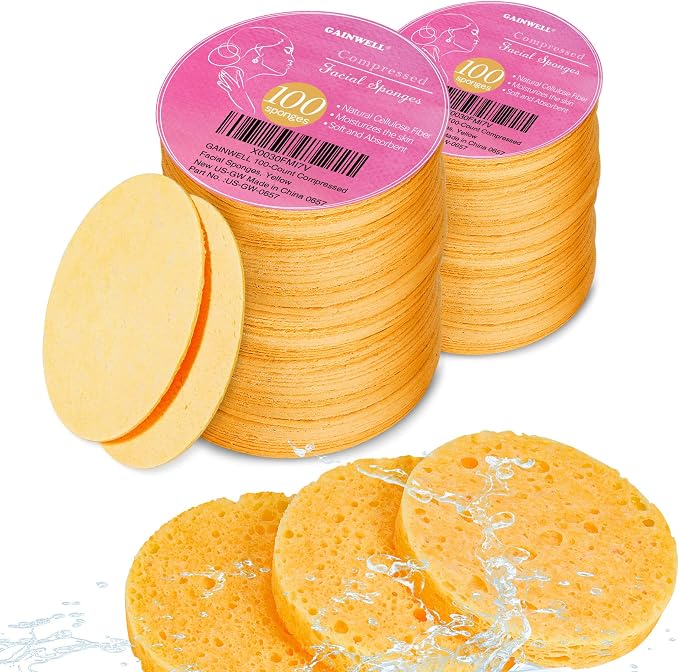 GAINWELL 200PCS Compressed Facial Sponges, Cleansing, for Personal Spa Esthetician Use