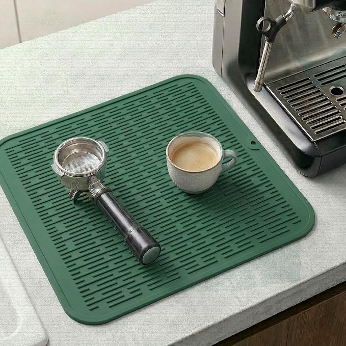 MicoYang Silicone Dish Drying Mat for Multiple Usage,Easy clean,Eco-friendly,Heat-resistant Silicone Mat for Kitchen Counter or Sink,Refrigerator or Drawer Liner Green XL 18 inches x 16 inches