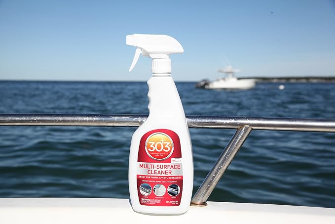 303 Marine Multi-Surface Cleaner for Vinyl & Canvas, 32 oz | Removes dirt, grime, and stains from vinyl, canvas, upholstery, and other marine surfaces.