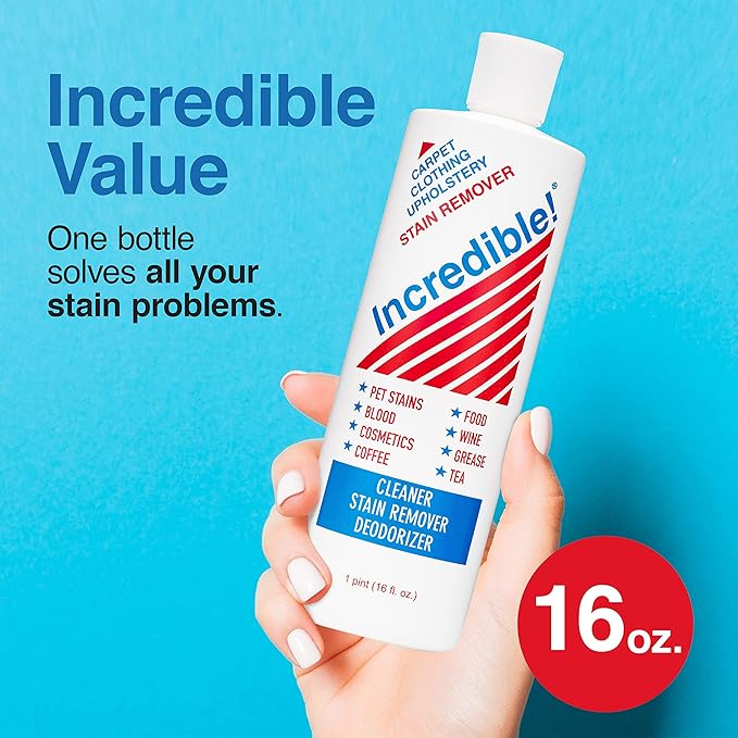 INCREDIBLE! Stain Remover | Instant Spot Remover for New & Old Stains | Cleaner, Stain Removal, Deodorizer - For Blood, Red Wine, Coffee, Urine & Pet Stains | Carpets, Laundry & Upholstery | 3 Pack