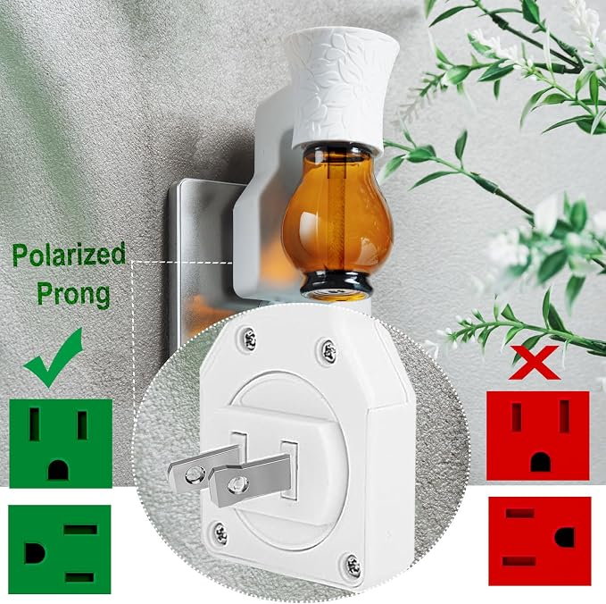 Blank Plug in Air Freshener Polarized Wall Plug Oil Diffuser for DIY Characteristic Home Scent from Natural Essential Oil, EO+Water, Fragrance Refill (White 1 Set)