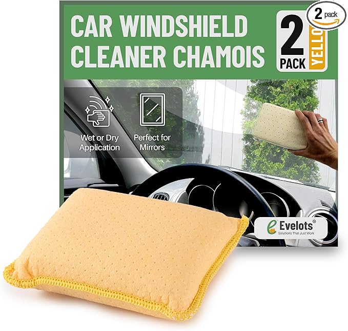 Evelots 2-Pack Windshield Cleaner Inside Car Window Cleaning Tools, Yellow | Two yellow tools help clean interior car windows and hard-to-reach windshield glass without stretching across the dashboard.