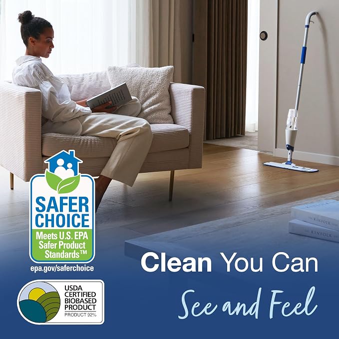 Bona Spray Mop Air - Includes Multi-Surface Floor Cleaner Concentrate and Microfiber Pad - Lemon Mint Scent - Lightweight & Compact Mop