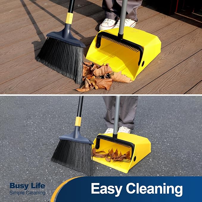 Yocada Large Commercial Dustpan with Comb, Upright Heavy Duty Dust Pan | Outdoor Indoor for Courtyard Garage Lobby Mall Market Floor Home Kitchen Room Office Pet Hair Rubbish