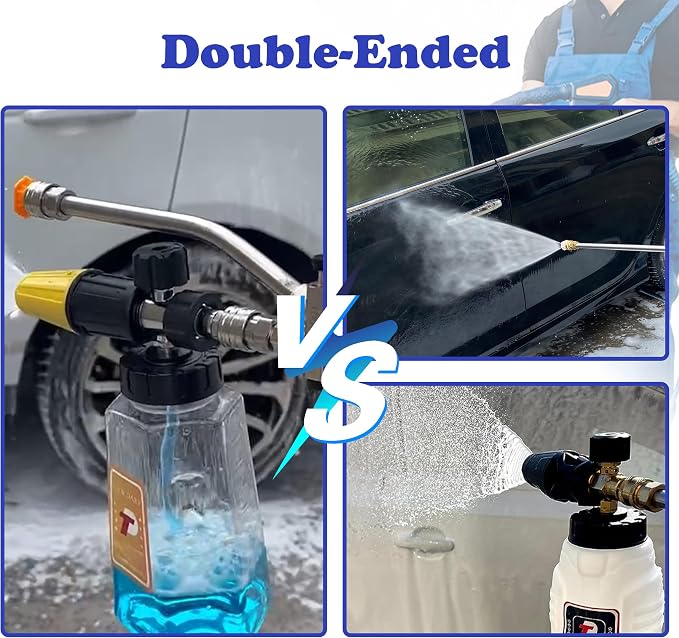 Tool Daily Pressure Washer Foam Cannon with Dual-Connector Accessory | Power Washer Double Tip Attachment For Soap Cannon, 5 Pressure Washer Sprayer Nozzles, 1/4" Quick Connect