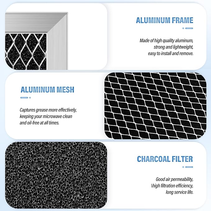 8Pcs Microwave Charcoal Filter Replacement for GE JX81H WB02X10956, Microwave Filter Replacement 8.67" x 3.95" Air Carbon Filter